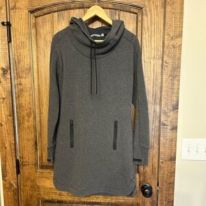 Athleta, grey, fleece-lined sweatshirt dress